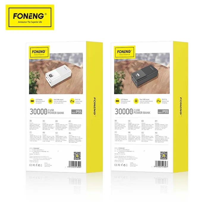 FONENG 30000mAh Power Bank P55 (2 Outputs)