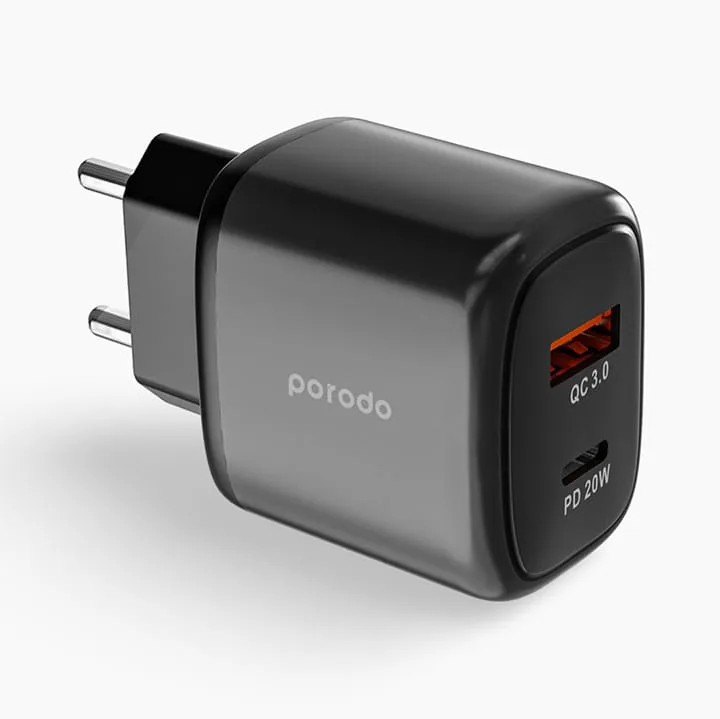 PORODO Dual Output USB-C PD And USB-A QC Quick Charger EU - Image 3