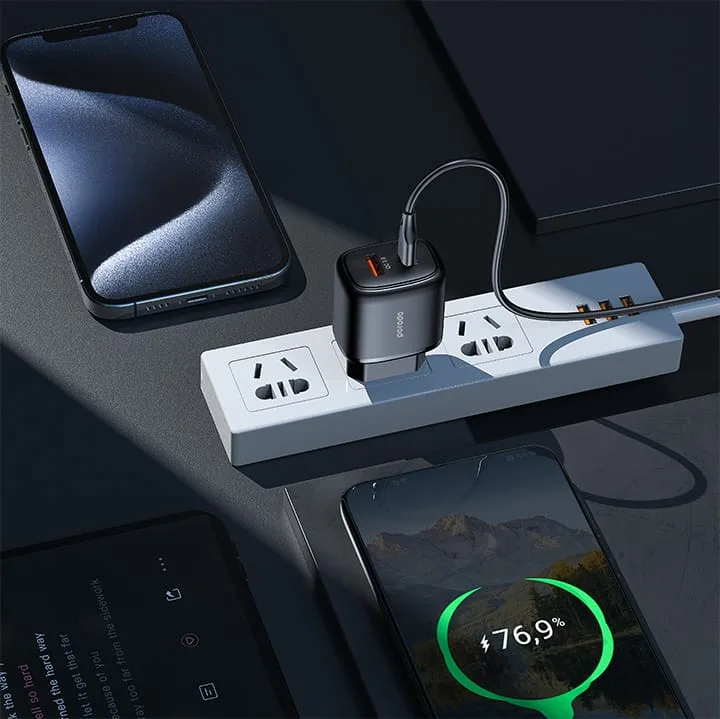 PORODO Dual Output USB-C PD And USB-A QC Quick Charger EU - Image 5