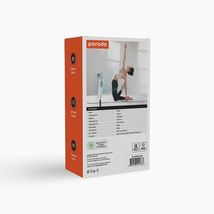 PORODO Gimbal with AI Face tracking Gesture Recognition with Remote Controller - Image 3