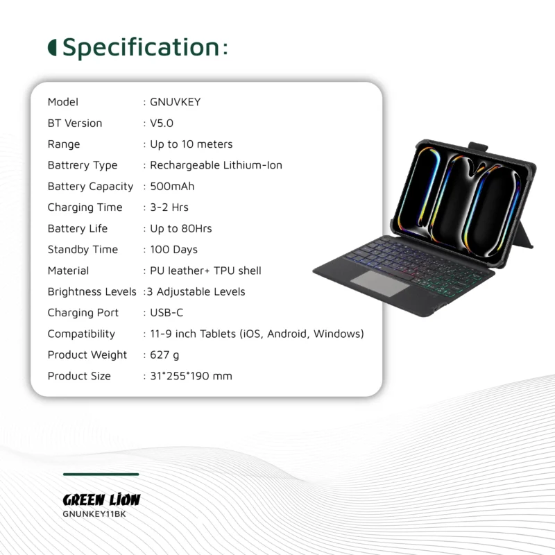 Green Lion Universal Smart Keyboard Case (Arabic and English) - Image 3