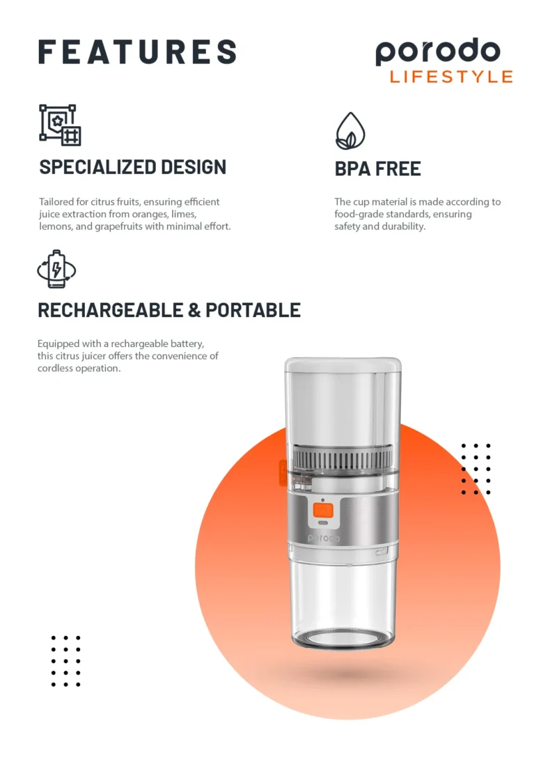 Porodo Lifestyle Portable Citrus Juicer - Image 4