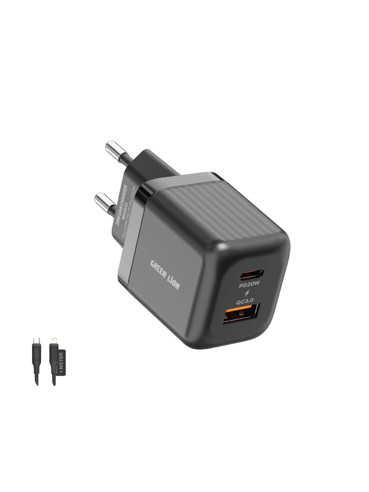 Green Lion Ultra Compact GaN Wall Charger 20W C to L