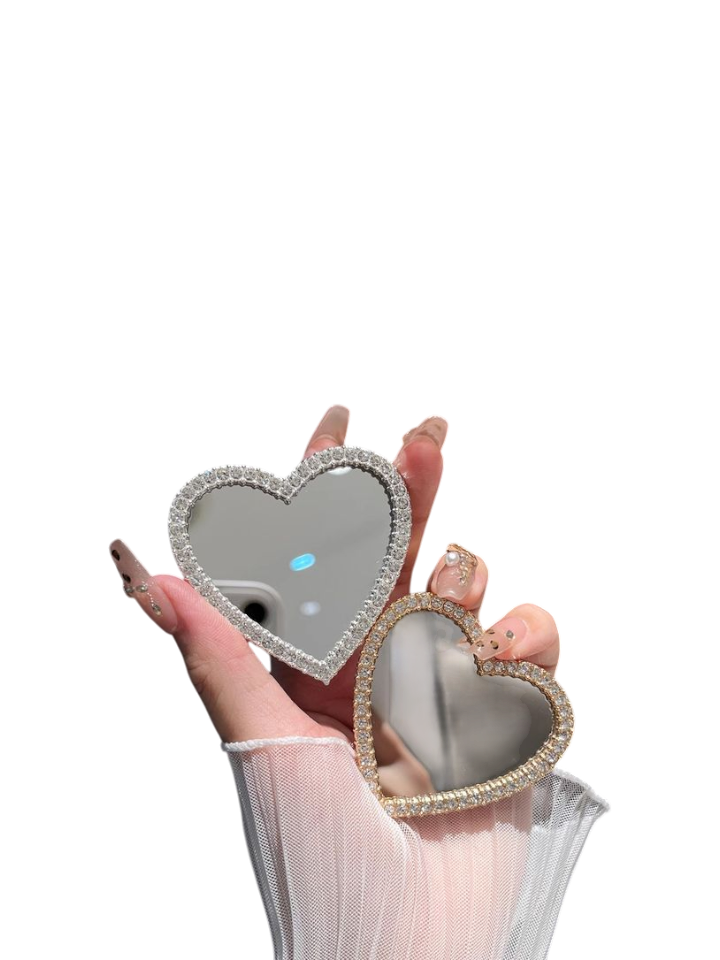 Rhinestone Heart Mirror Pop Socket