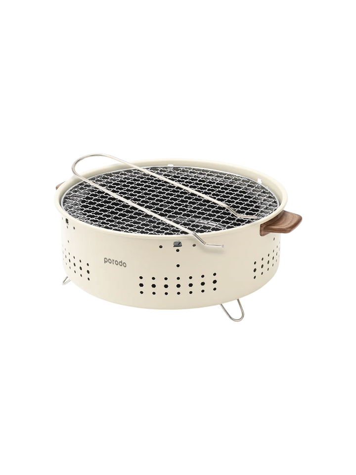 Porodo Lifestyle Mini Outdoor Camping Charcoal BBQ Grill – Portable Round Grill