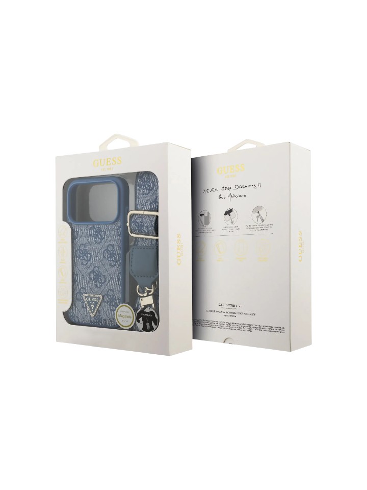 GUESS MagSafe 4G PU Leather Case with Lanyard & Logo