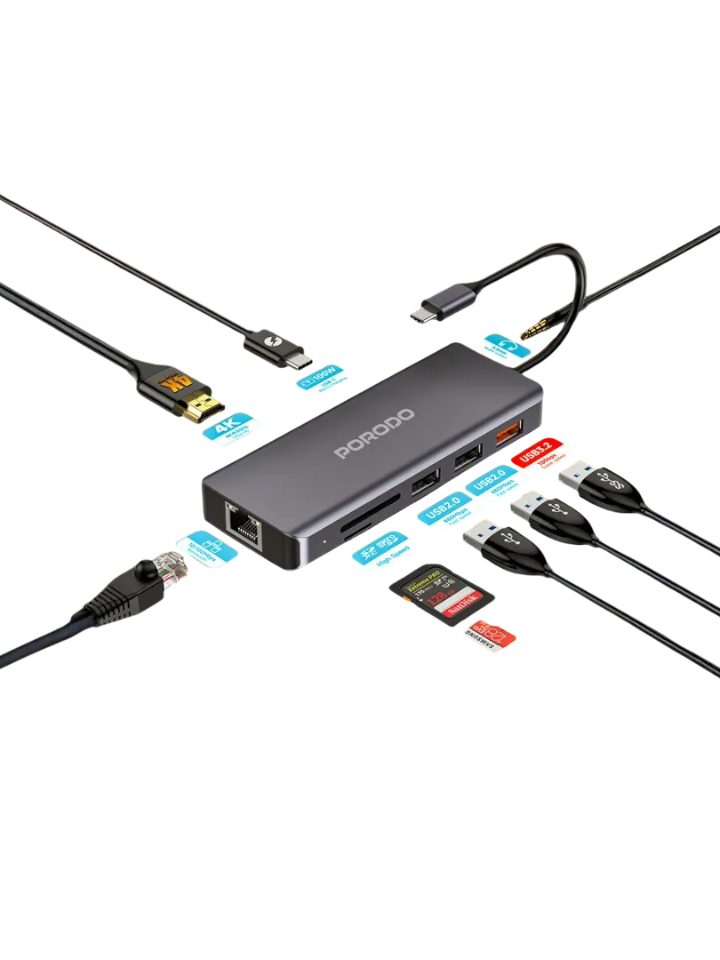Porodo 9in1 USB-C Hub