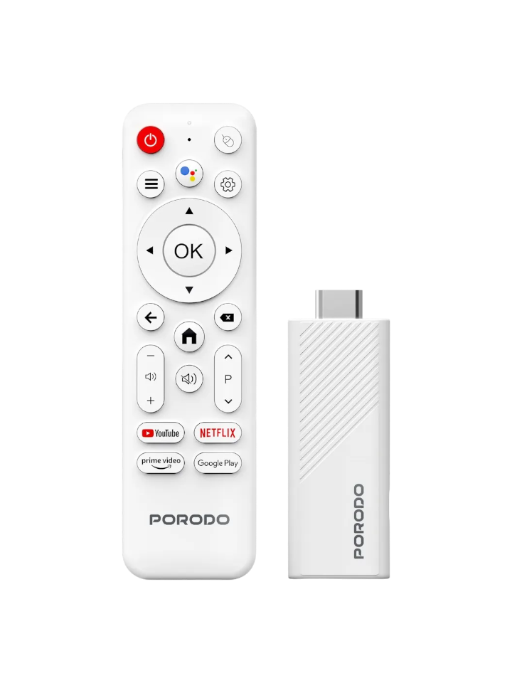 Porodo 4k Android Smart Streaming TV Stick with Google Assistant & Voice Control