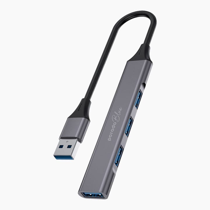 PORODO 4in1 USB-A Hub to 1 x USB-A 3.0 5Gbps and 3 x USB- A 2.0 480Mbps