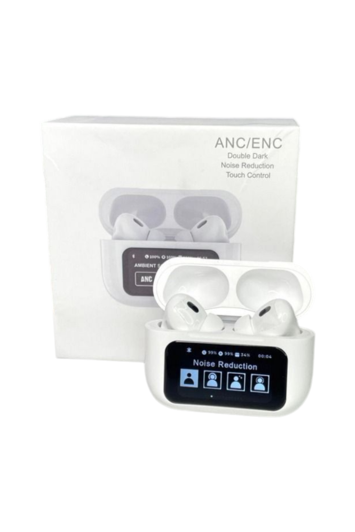 A9 Pro Wireless Earbuds – Bluetooth Air-Pods with Smart Touch Screen – ANC/ENC
