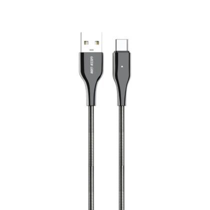 Green Lion USB-A To USB-C Metal Spring Hose Cable - Silver