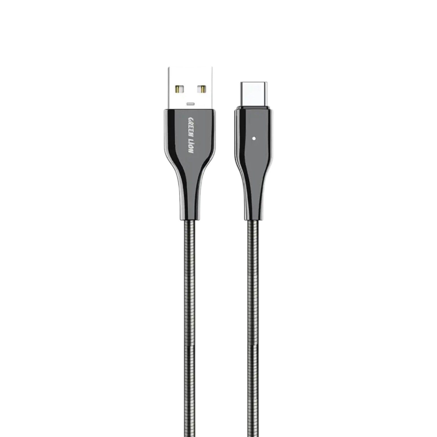Green Lion USB-A To USB-C Metal Spring Hose Cable - Silver
