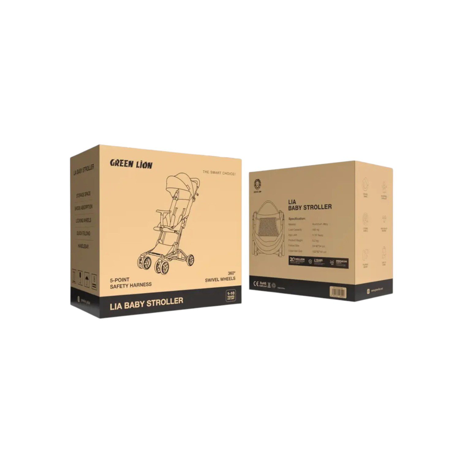 Green Lion Lia Baby Stroller (1) The ultimate travel stroller! ✈️ Green Lion Lia: Only 5.2kg, ultra-compact fold, and a massive 100kg load capacity. Safe, durable, and perfect for ages 1-10. Shop now!