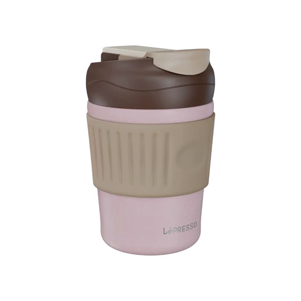 Lepresso Morningscape 350mL insulated tumbler mug with leak-proof lid, dual sip design and eco-friendly materials.