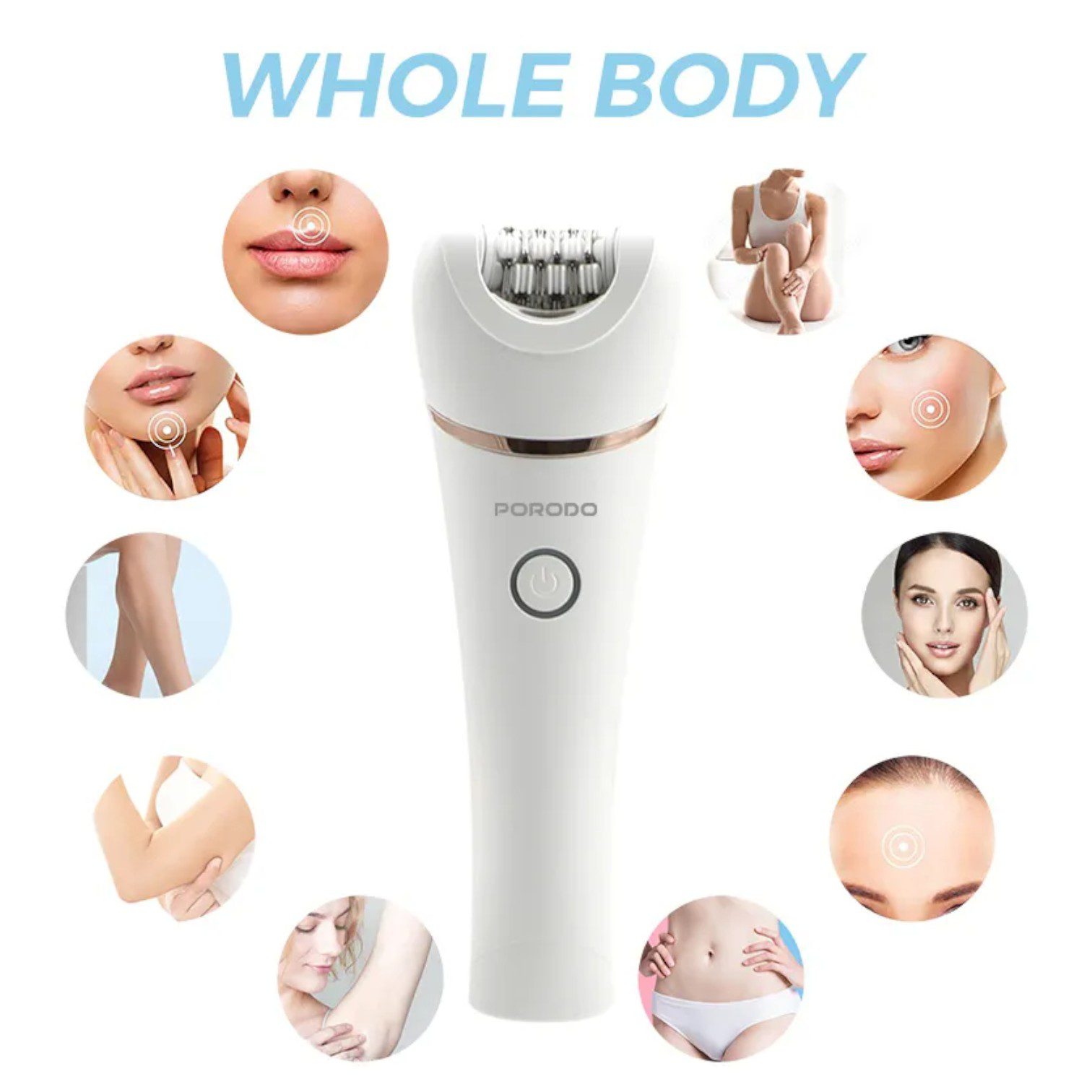 Porodo epilator, face and body epilator, waterproof epilator, hair removal device, Type-C charging epilator, quiet epilator, portable epilator