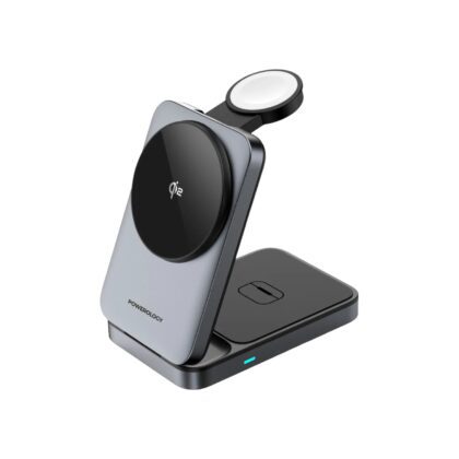 Powerology Qi2 charger, MagSafe charging station, multi device wireless charger, Apple charging hub, foldable wireless charger, Qi2 fast charger, iPhone Apple Watch AirPods charger