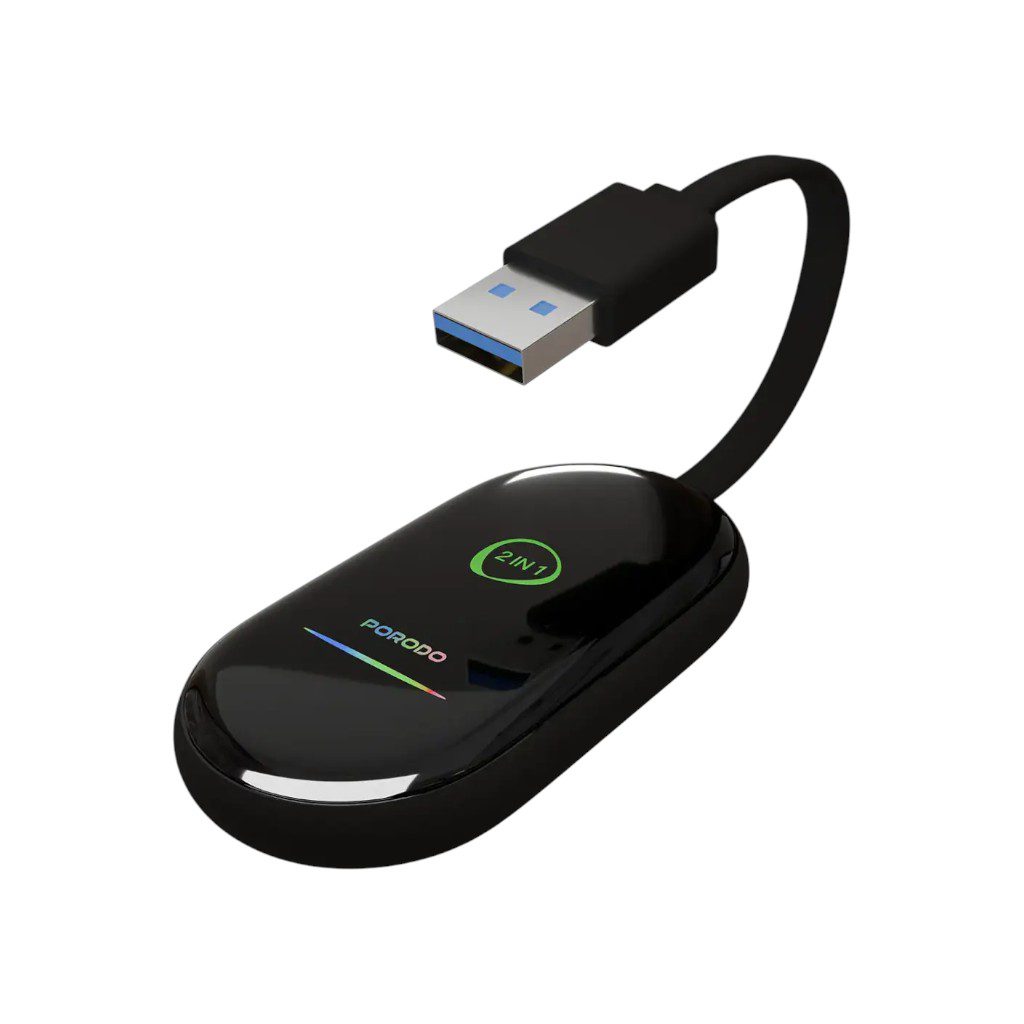 Porodo Play-X Wireless Carplay Adapter with Wi-Fi and Bluetooth Connectivity