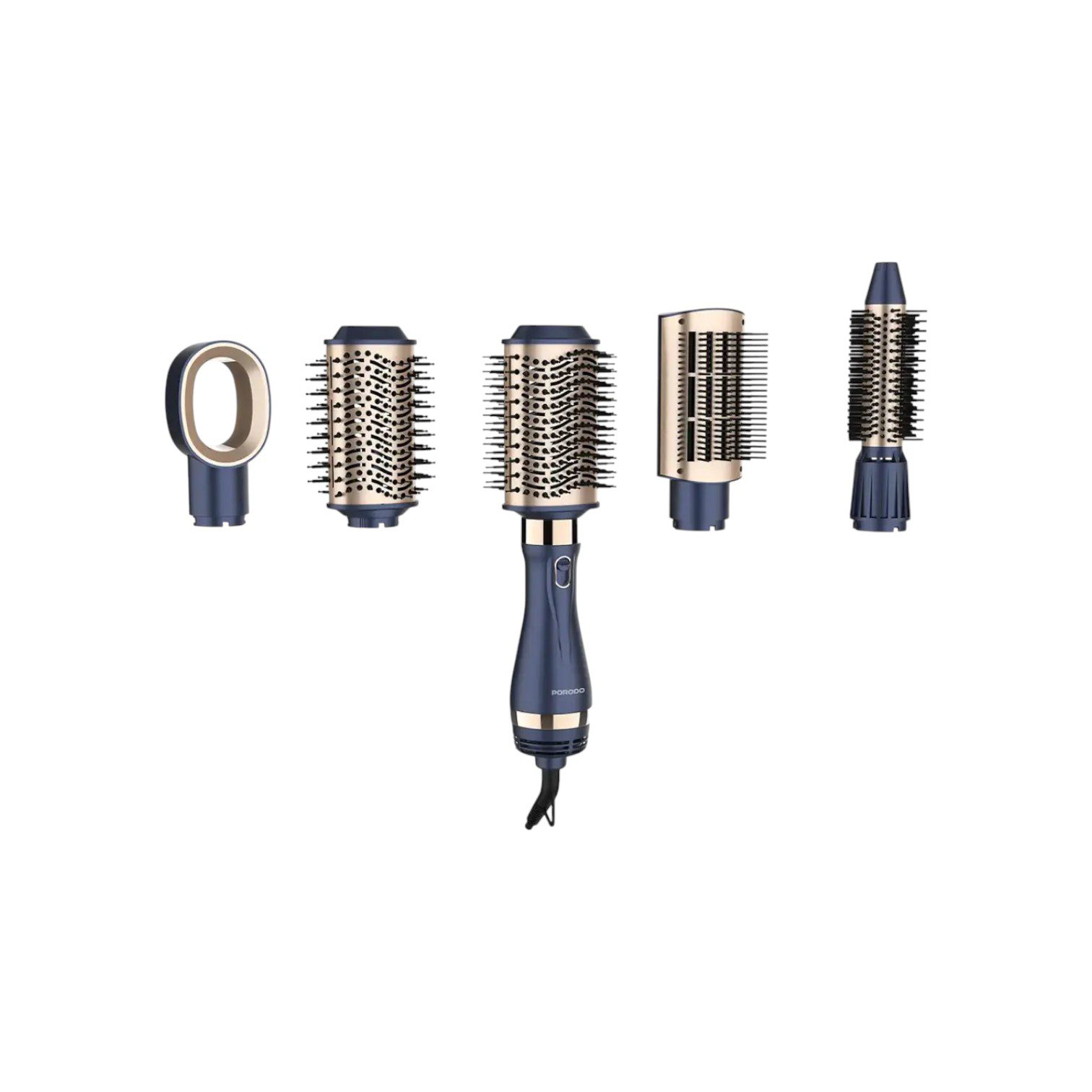 Porodo 5-In-1 Hot Air Brush Styling Set with Straightening & Curling Tool