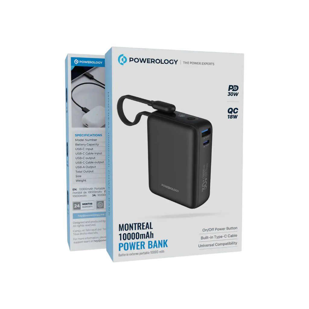 Powerology Montreal 10000mAh Power Bank - Black