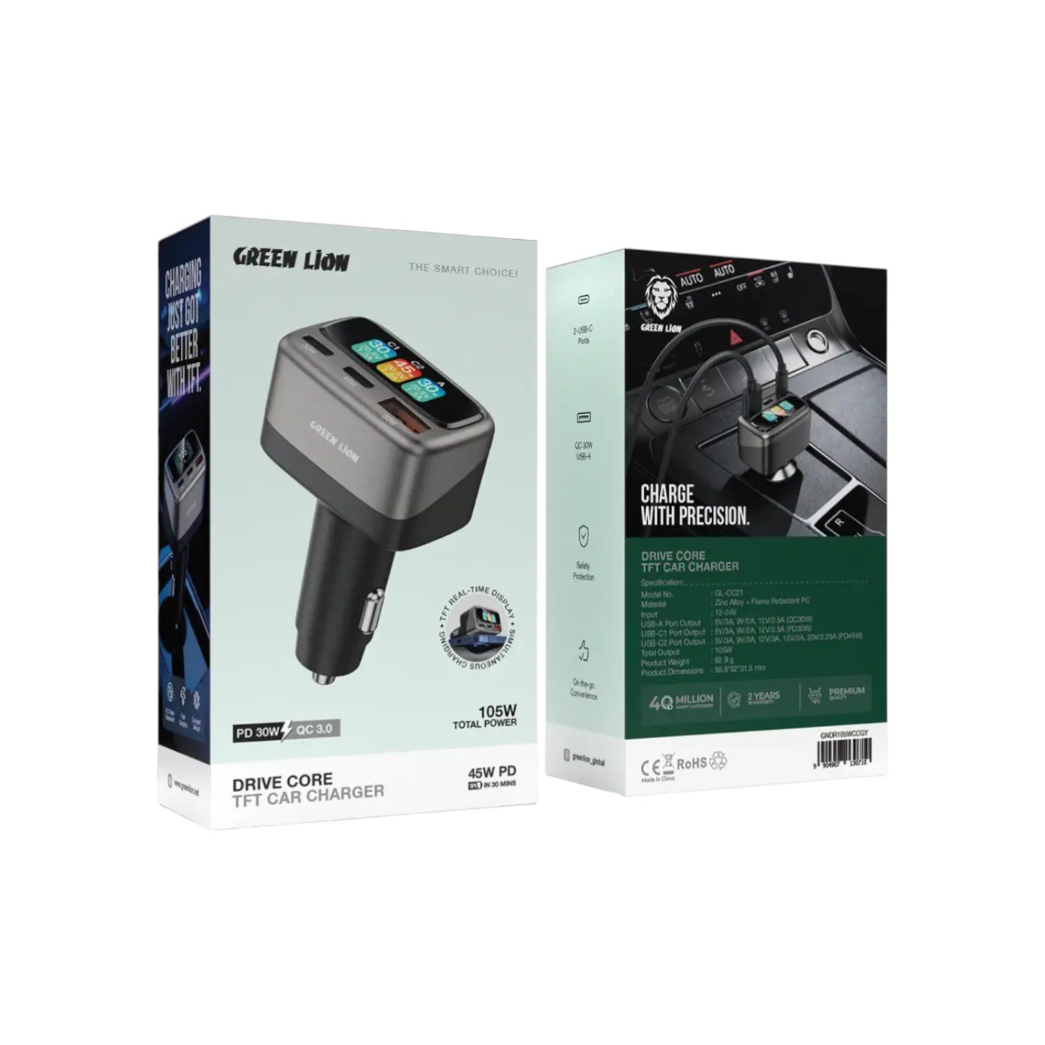 Green Lion Drive Core TFT Car Charger (1)