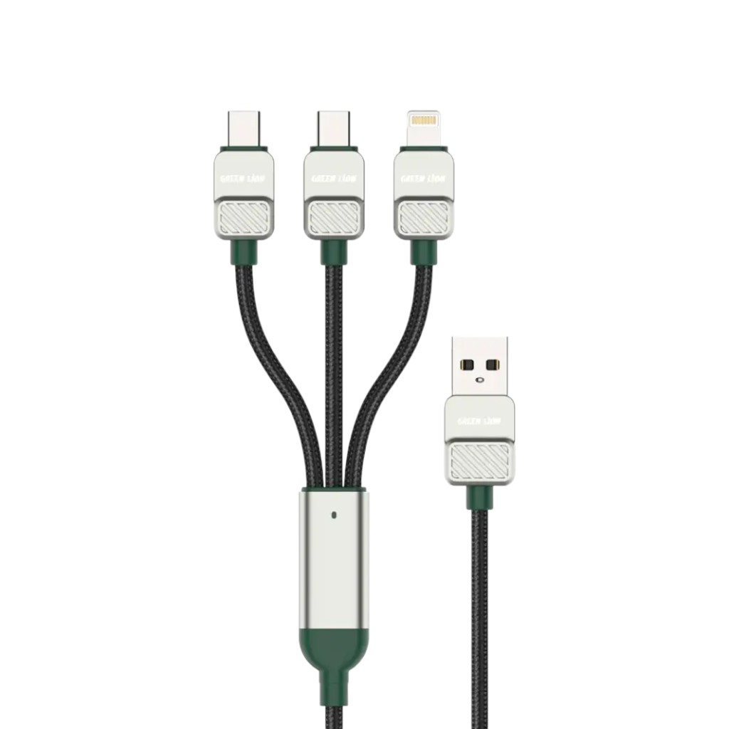 Green Lion 3-in-1 Cable Braided USB-A to C+C+L