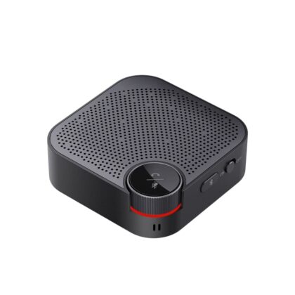 The Porodo Bluetooth Conference Speaker featuring its compact portable design and omni-directional microphone.