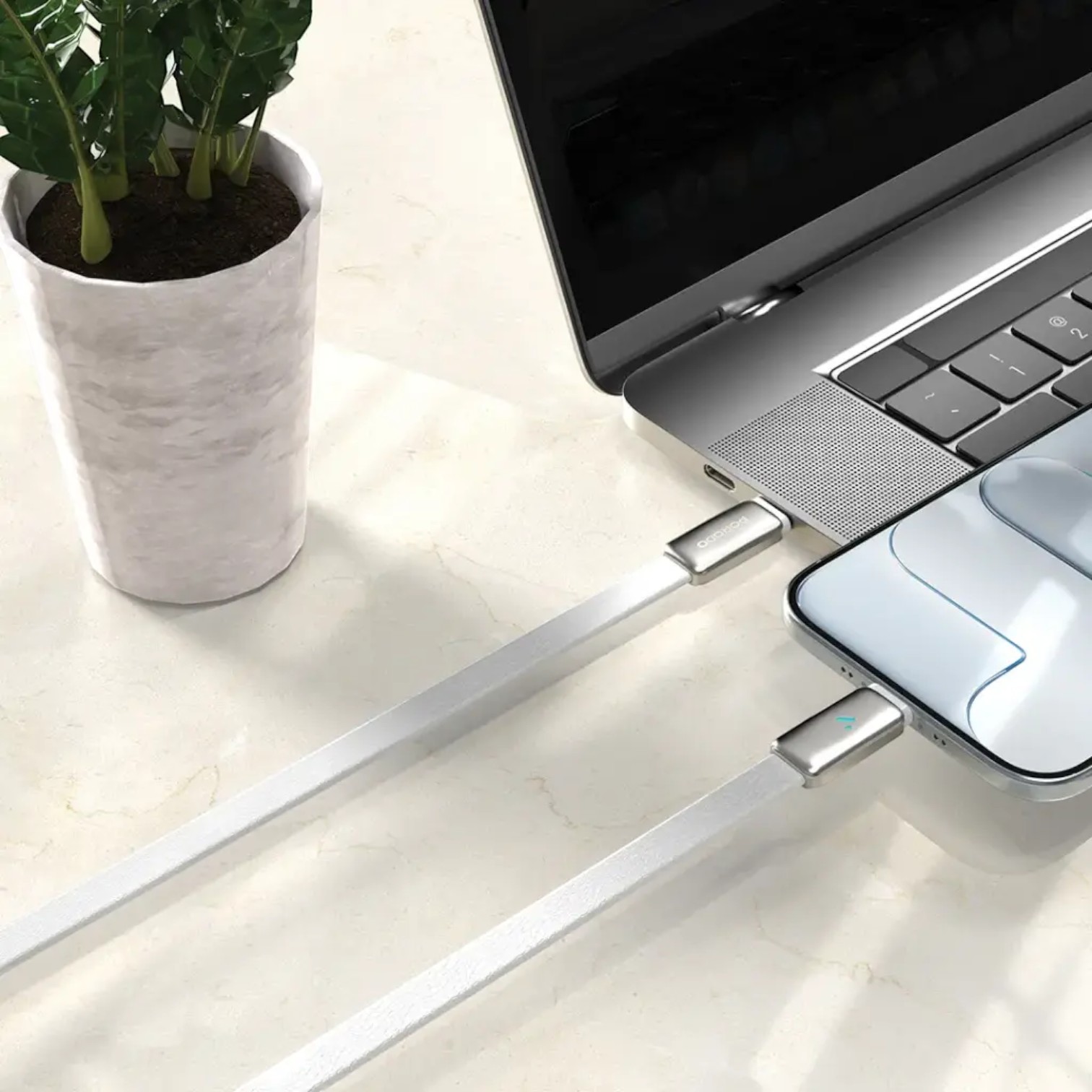 Porodo 100W LED USB-C To USB-C Leather Charging & Data Transfer Cable (3)
