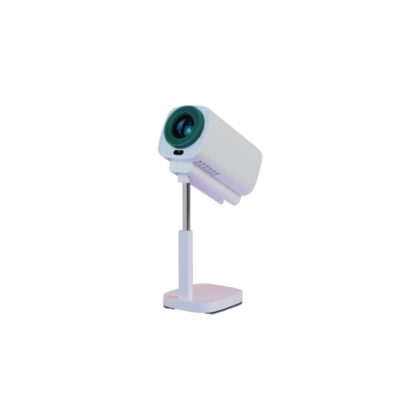Green Lion Nova2 portable Android projector casting a movie onto a bedroom wall