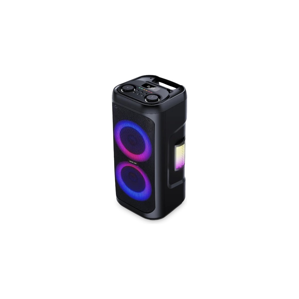 Party Life 700 portable speaker with carry handle used at an outdoor party