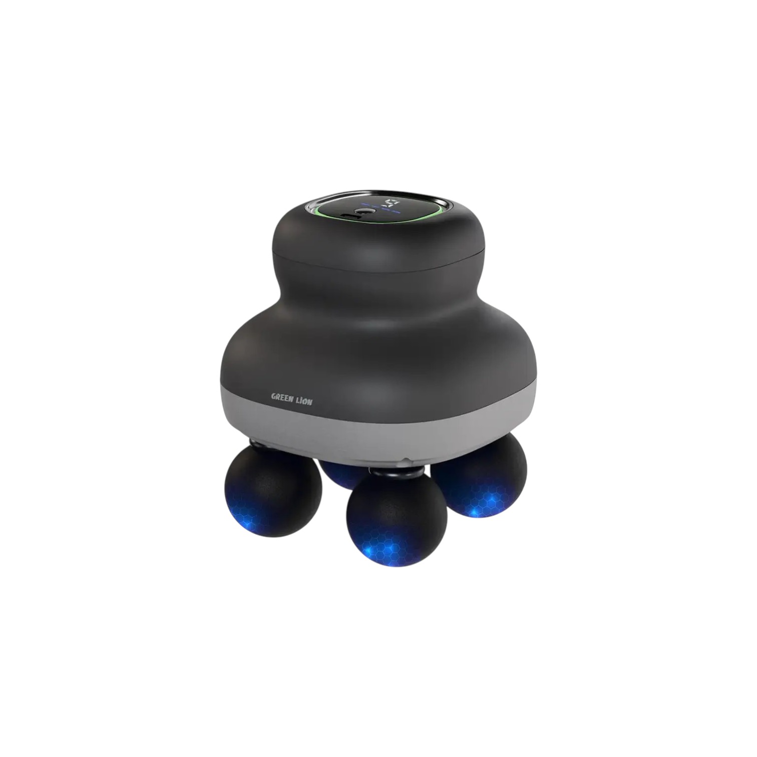 Green Lion Quad Force Body Massager front view with digital display