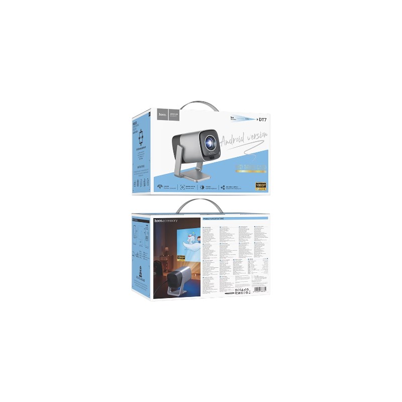 Hoco Projector DT7 1080p Android ver. (2) "Hoco DT7 Wireless Projector front view with lens and compact body