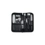 Porodo 16-in-1 manicure and pedicure grooming set showing stainless steel tools