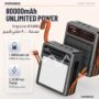 Porodo Laros high capacity solar power bank used for camping and charging devices outdoors