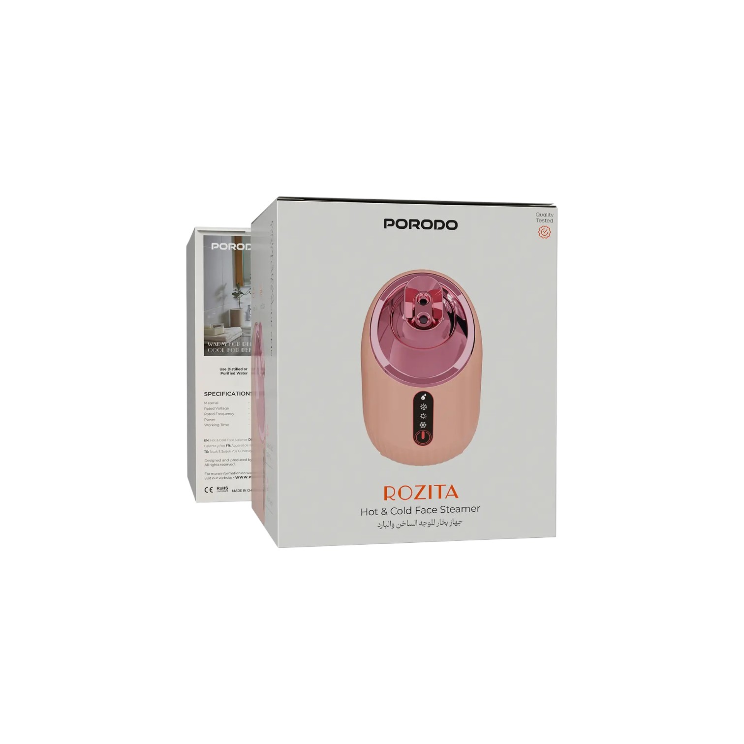 Porodo Rozita hot and cold face steamer used during a home skincare routine