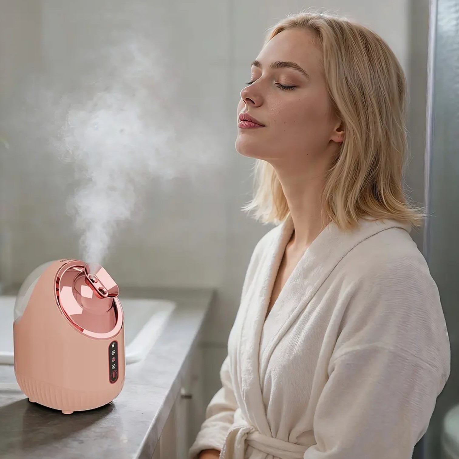 Porodo Rozita Hot and Cold Face Steamer in pink front view