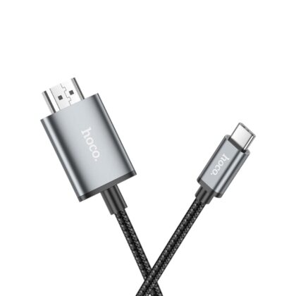 Hoco UA27 Type-C to HDTV cable connecting a laptop to a large screen monitor