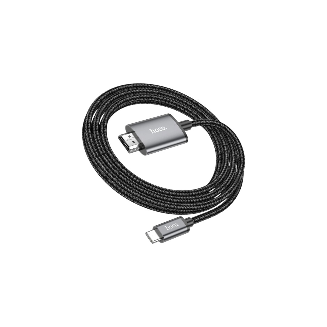 Hoco UA27 video cable showing aluminum alloy Type-C and HDTV connectors