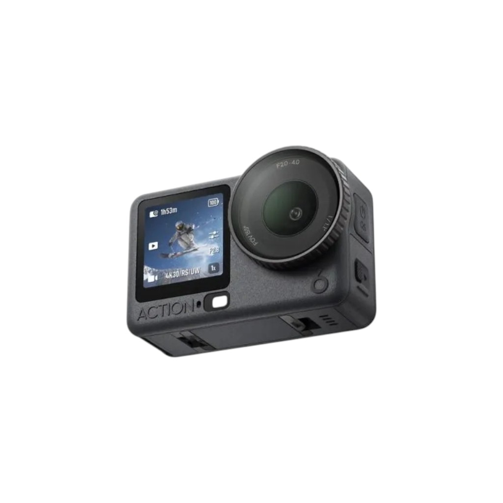 DJI Osmo Action 6 Adventure Combo showing camera, 3 batteries, charging case, and extension rod