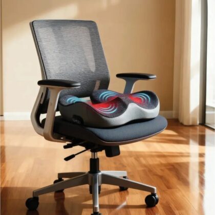 Cordless foot massager showing LED indicator and one-button operation interface