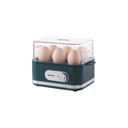 Green Lion Smart Egg Cooker front view with 6-egg tray and jog dial