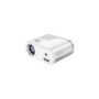 Hoco DT2 mini projector showing HDTV, USB, AV, and AUX interface ports