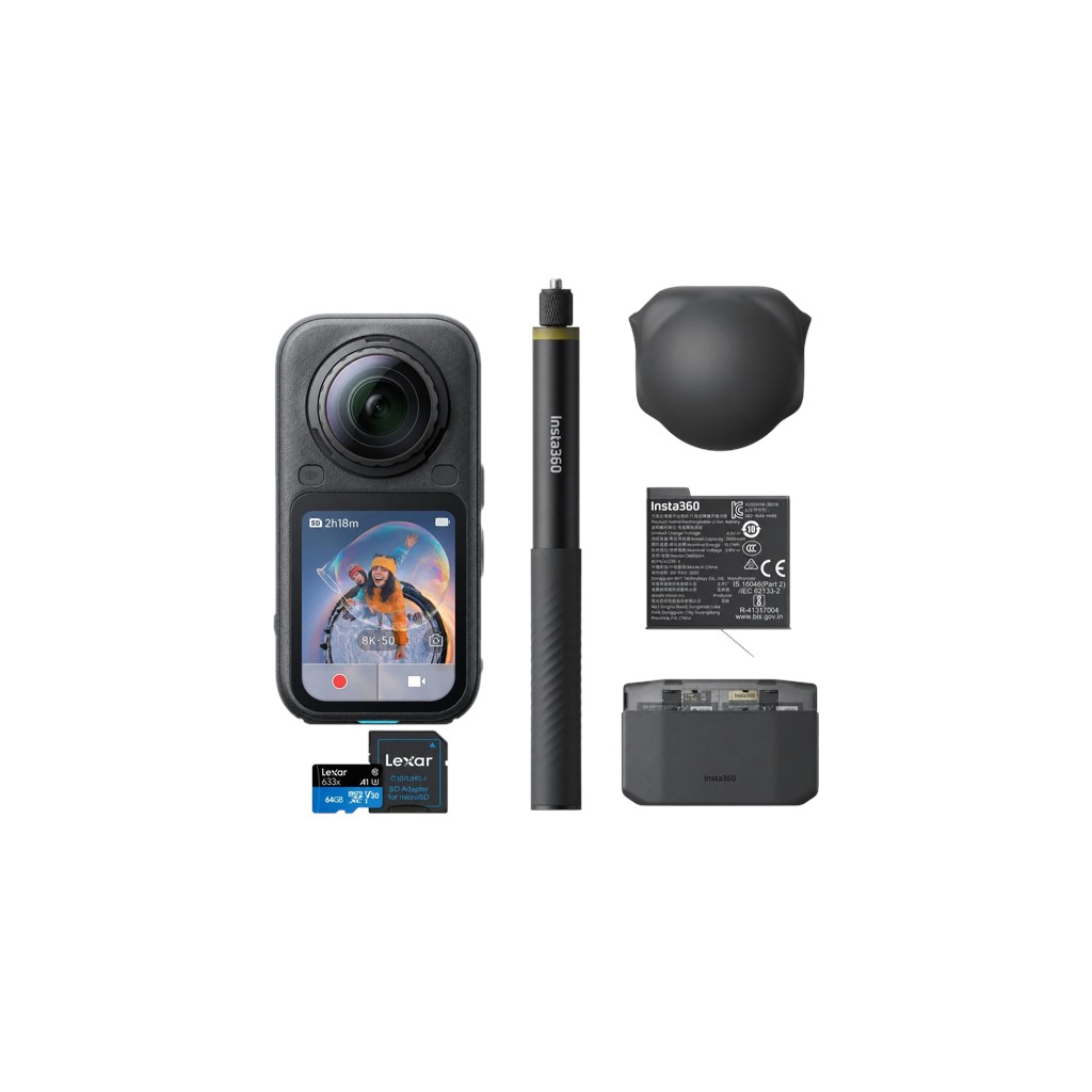 Insta360 X6 camera display screen showing single-lens action video mode
