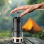 Lepresso manual espresso maker showing hand-pump lever and water chamber