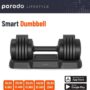 Porodo 55 lb smart dumbbell used during a home strength training workout session
