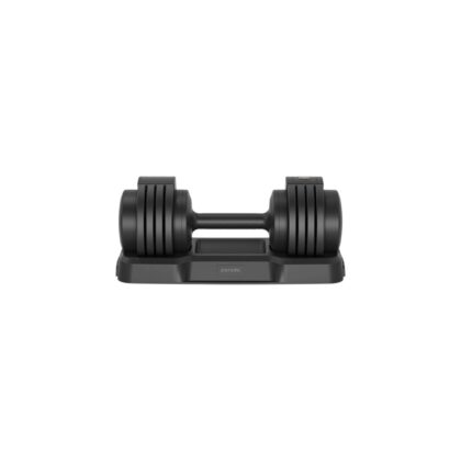 Porodo adjustable smart dumbbell showing weight adjustment handle and mechanism